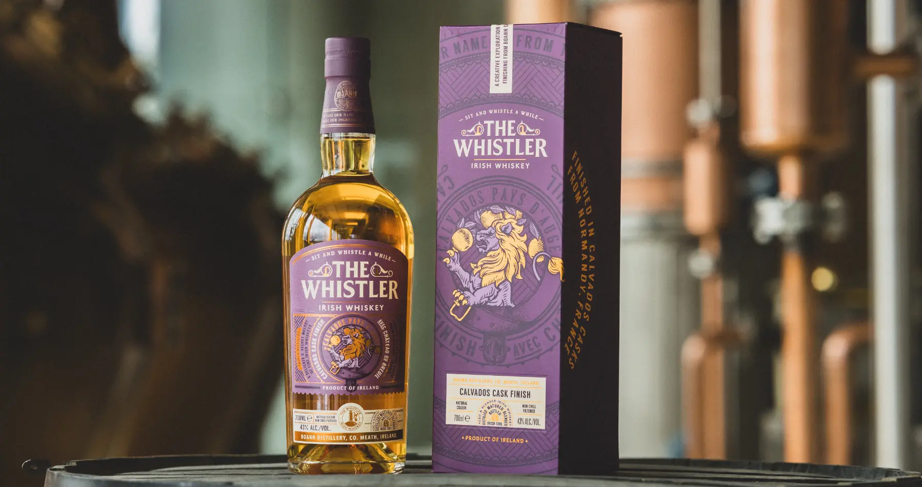 the whistler irish whiskey calvados cask bottle and box